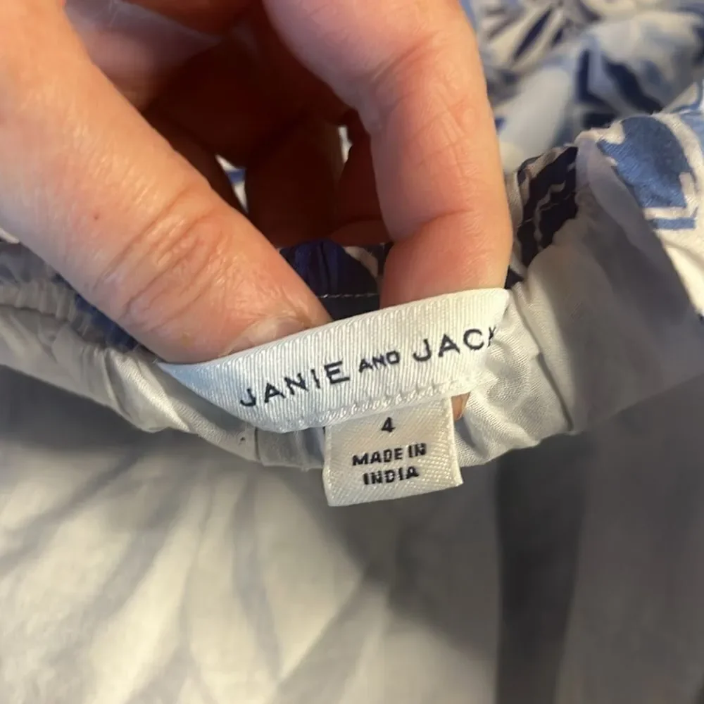 Janie and Jack Floral Blue and White Dress, size 4